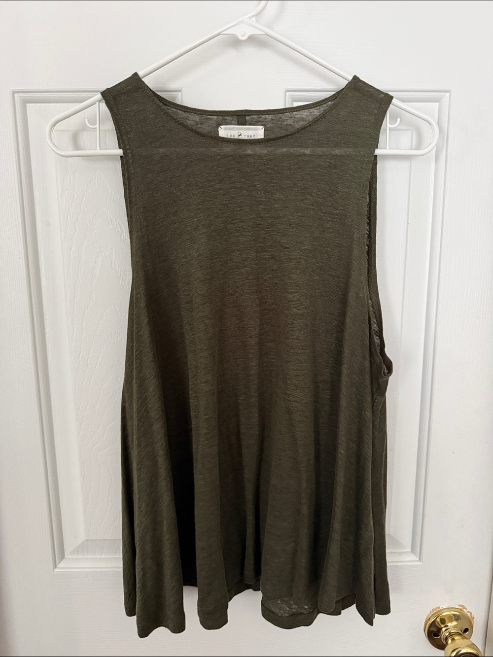 Lou & Grey Women’s Olive Green Linen Flowy Swing Sleeveless Tank Top Size S NWOT